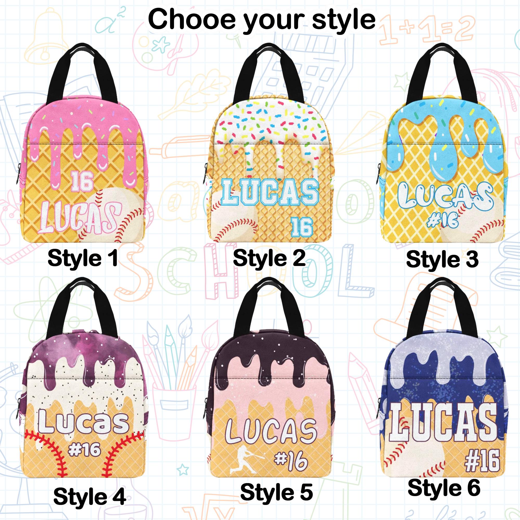 Personalized Sprinkles Baseball Backpack with Name and Number, Lunch Bag and Water Bottle, Custom Baseball backpack, Kids Baseball Backpack