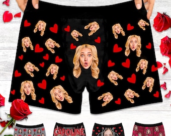 Personalized Face Boxer Briefs, Funny Anniversary Photo Underwear, Valentine's Day Gift for him