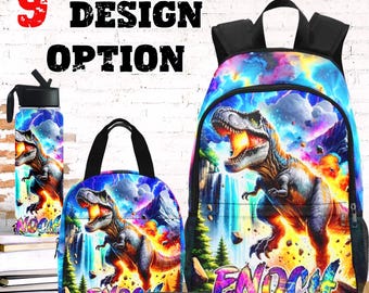 Personalized T-Rex Dinosaur Backpack: Custom Name School Bag
