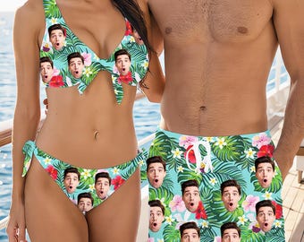 Personalized Face Swimsuit: Custom Couple Swimwear, Vacation Outfit