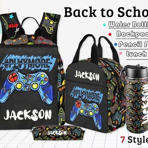 Personalized Kids Backpack Set: Custom Name School Bag, Lunchbox & Water Bottle