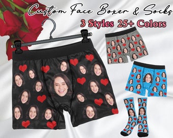 Día del Padre Boxers personalizados con foto Ropa interior personalizada con cara Foto personalizada en ropa interior Calzoncillos y calcetines personalizados El mejor regalo para él