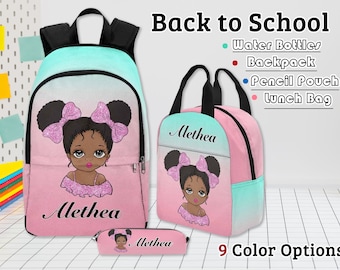 Custom Afro Girl Backpack Set: Personalized School Bags