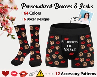 Custom boxer with face,Custom boxers socks, Personalized picture boxer shorts with face, Custom boxers for boyfriend, Valentine's Day Gift