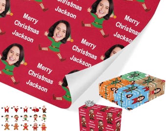 Custom Face Christmas Wrapping Paper, Personalized Photo Gift Wrap