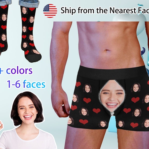 Custom boxer shorts Face underwear for men Personalized photo on underwear Custom briefs and socks Best Valentine's Day Gifts for him