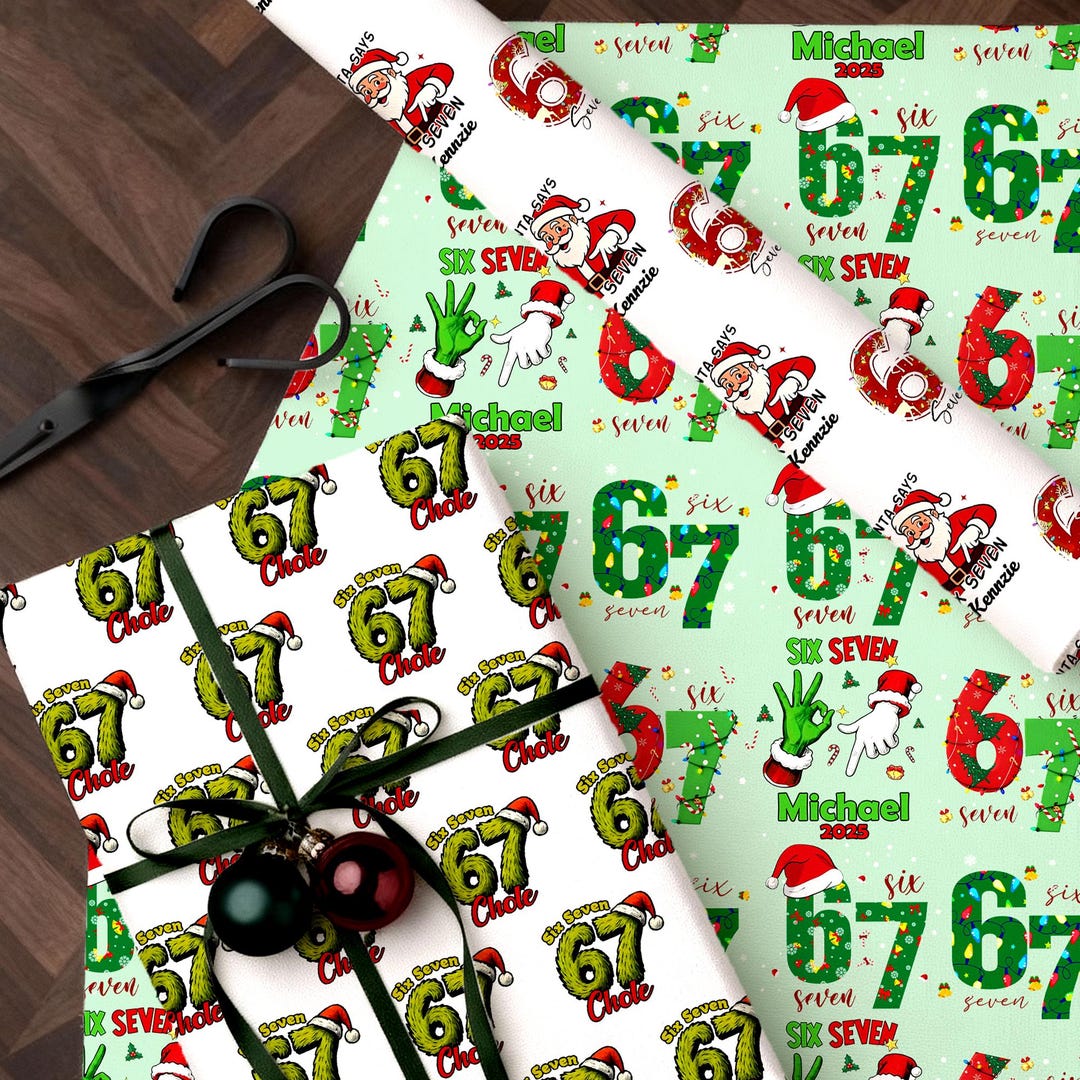 67 Rapping Paper Custom 67 Christmas Wrapping Paper With Name: Personalized Six Seven ...