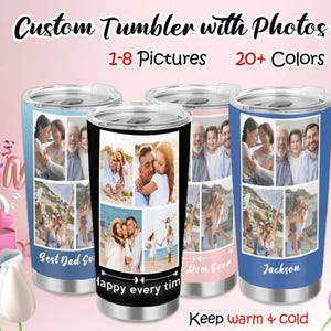 Custom Tumbler With Picture Custom Text on Tumbler Best Mother&#39;s Day Father&#39;s Day Gift for dad mom, Custom photo Tumbler Custom Pictures Mug