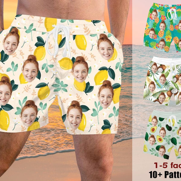 Custom Face Swim Trunk for Men,Personalized Print Swimwear,Man Bathing Suit for Him/Husband,Face Gym Shorts,Swim Pool Summer Party