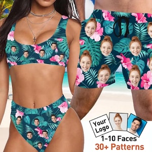 Custom Face Swimsuit,Personalized Woman&#39;s Swimsuit,Summer party,Face Design Gift for lover,Perfect for Bathing Suit Party,Couples Swimwear