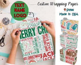 Custom Christmas Wrapping Paper: Personalized Name & Text Gift Wrap