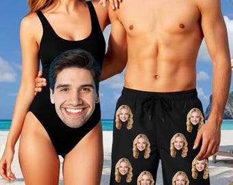Custom Face Swimsuit: Personalized Photo Bikini, Beach Shorts - Bachelorette Gift
