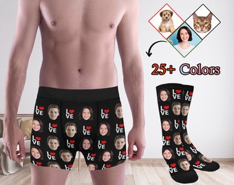 Valentine's Day Gift Custom boxers with picture Custom underwear with face Personalized photo on underwear Custom briefs and socks for him
