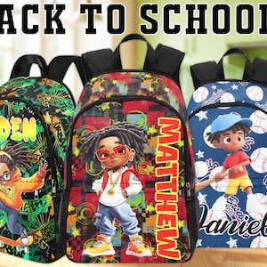 Custom Black Boy Bookbag with Name, Custom Black Boy Name School Bag, Personalized Boys Backpack, Back to School Gifts, Black Boy Backpack