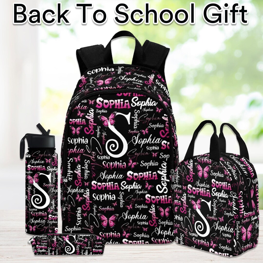 Personalized Kids Backpack Set: Custom Name School Bag for Girls, Lunch ...
