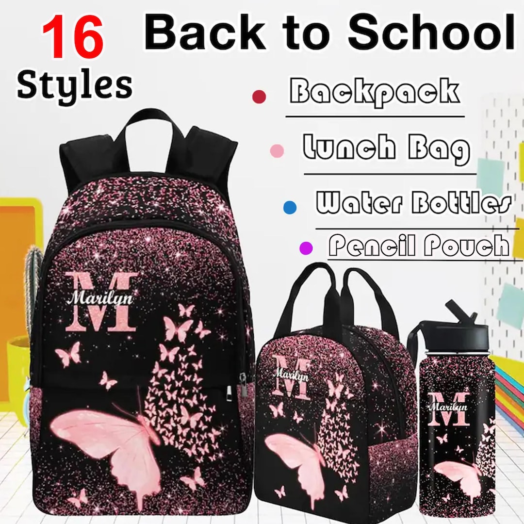 Personalized Butterfly Backpack Lunch Bag Set: Back to School Gift - Etsy