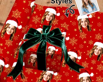 Custom Face Christmas Gift Wrapping Paper: Personalized Photo Jumbo Roll