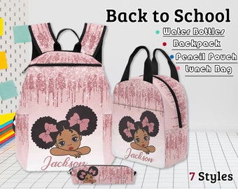Custom Afro Girl Backpack Set: Personalized School Bags