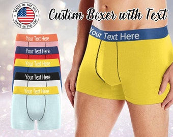 Custom boxer with Waistband Text Custom boxer with name Personalized text on underwear Custom boxer briefs Best Valentine's Day Gift for him