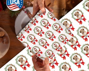 Personalized Pet Photo Wrapping Paper, Custom Dog Christmas Gift Wrap