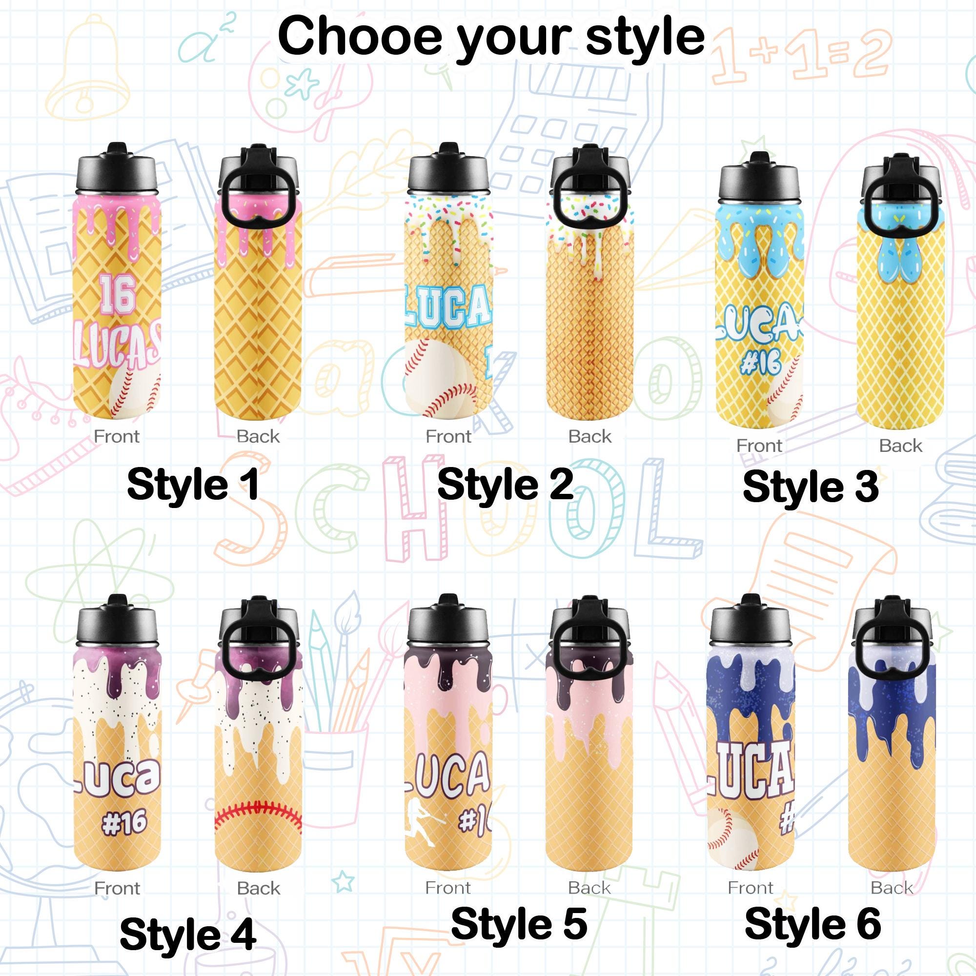 Personalized Sprinkles Baseball Backpack with Name and Number, Lunch Bag and Water Bottle, Custom Baseball backpack, Kids Baseball Backpack