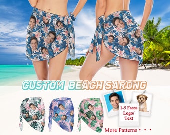 Custom Face Beach Sarong Wrap, Personalized  Face Bikini Swimwear Cover up, Beach Sarong Wrap, bachelor party, Custom Beach Wrap with Face