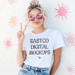 Bella Canvas 3001 White T-shirt Mockup: Trendy Minimalist Design (PNG)