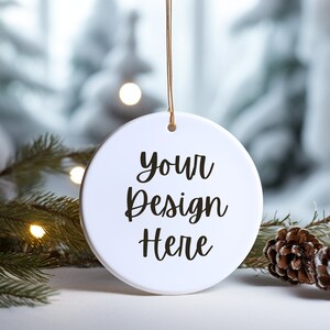 Ornament Mockup, Round Ceramic Christmas Ornament Mockup, Printify Ornament Mockup, Blank Ornament Mockup, Christmas Ornament Png