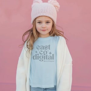 CC9018 Chambray, Youth Comfort Colors Mockup, Kids Comfort Colors Shirt, Chambray Kids Tee, Comfort Colors 9018 Mockup, Trendy Kids Mockups