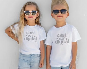 White Kids Comfort Colors T-Shirt Mockup (PNG)
