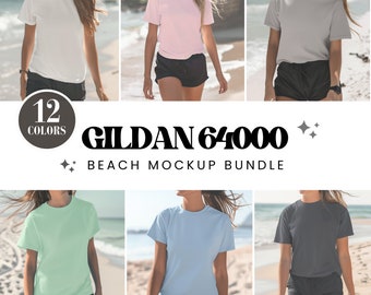 Gildan 64000 Bundle, Trendy Summer Shirt Mockup Bundle, Gildan T-Shirt Bundle, G64000 Mockups, Model Mockups, Mockup Bundle Aesthetic Simple