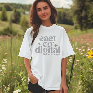Comfort Colors White Mockup, C1717 White Mockup, Comfort Colors Mockup, Model Mockup C1717, White Shirt Mockup, C1717 Mockup T-shirt Mockup
