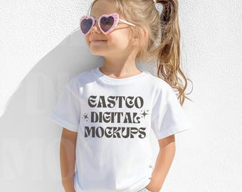 Gildan 5000B Jugend Weiß T-Shirt Mockup (PNG)