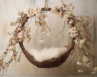 Newborn Photo Backdrop, Newborn Photography Digital Backdrop Insert Overlay, Photoshop Background, Newborn Swing Photography Backdrop