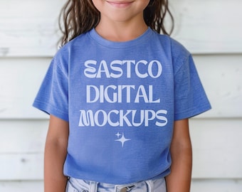 Bella Canvas 3001T Toddler T-shirt Mockup | Heather Columbia Blue (PNG Digital Download)
