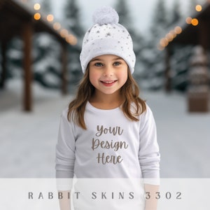 Rabbit Skins 3302 | Kids Shirt Mockup | Rabbit Skins 3302 Mockup | Kids Christmas Shirt Mockup | Kids Long Sleeve Mockup
