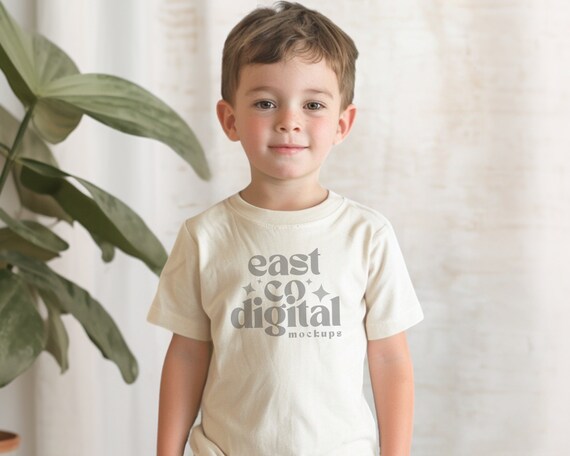 Bella Canvas 3001T Toddler T-Shirt Mockup, Natural Kids Tshirt (PNG)