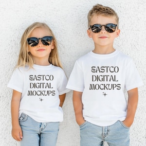 Maqueta de Bella Canvas 3001Y blanca, maqueta de camiseta para niños, maqueta de camiseta para jóvenes, maqueta de Bella Canvas para jóvenes, maqueta de camiseta de moda, camiseta blanca para jóvenes