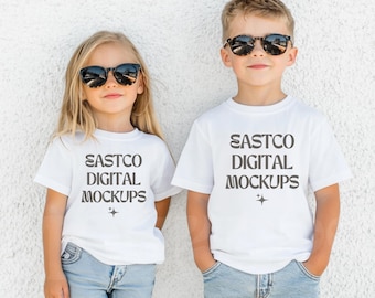 Bella Canvas 3001Y White Kids T-shirt Mockup (PNG)