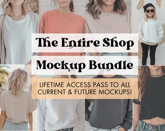 Whole Shop Mockup Bundle, Gildan Bundle Entire Shop Pass, Bella Canvas 3001 Whole Shop Bundle, Mockup Bundle Entire Pass Gildan 18000 Bundle