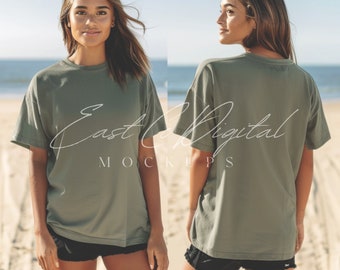 Comfort Colors Sage, CC1717 Mockup, Comfort Colors Mockup, Salbei Mockup Comfort Colors 1717, Salbei Mockup, Sommer Mockup CC1717 Model Mockup