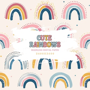 Rainbow Digital Paper, Rainbow Pastel Digital Papers, Rainbow Patterns, Rainbow Backgrounds, Colorful Rainbow Digital Paper, Scrapbook Paper