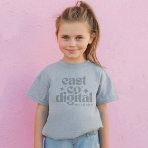 Rabbit Skins 3321 Mockup Heather Grey | T-shirt Mockup Toddler Rabbit Skins | RS 3321 Mockup Grey | Boho Toddler Shirt Mockup | Kids Mockup