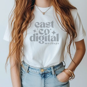 Gildan 2000 Weiß Mockup, Gildan T-Shirt Mockup, Boho Ästhetik Mockups, Gildan Mockup Weiß, Gildan 2000 Modell Mockup Trendy Shirt Png