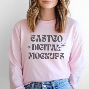 Gildan 2400 Light Pink, Long Sleeve Mockup, Model Mockup Gildan Pink Shirt, Gildan 2400 Mockup, Gildan Long Sleeve Mockup, Christmas Shirt