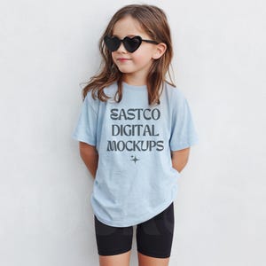 Gildan 5000B Light Blue Youth T-shirt Mockup, Gildan Youth Model Mockup, Gildan 5000B Mockup Light Blue T-shirt Mockup, Kids Shirt Mockup