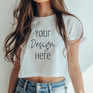 Next Level 5080 Cropped T-shirt Mockup, Cropped Shirt Mockup White 5080 Next Level Mockup, Next level Cropped Tee Trendy T-shirt Png