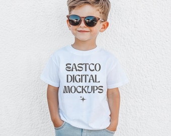 Bella Canvas 3001Y White Youth T-shirt Mockup (PNG Digital Download)