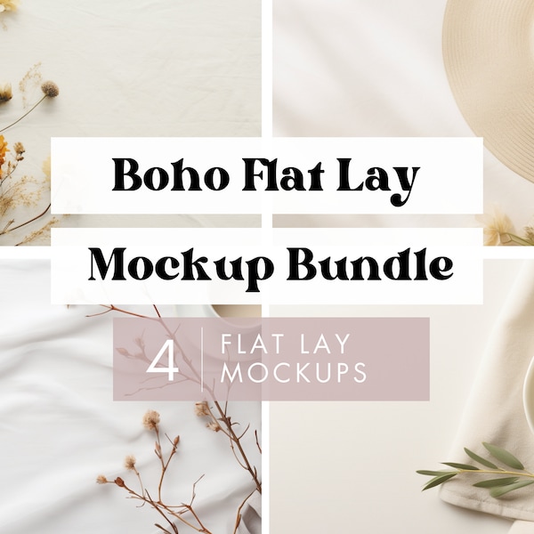 Boho Flat Lay Mockup Bundle, Table Mockup Product Insert, Digital Background, Product Mockup Background, Styled Stock Photography Scene