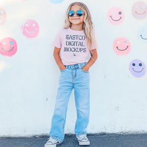 CC9018 Blossom, Youth Comfort Colors Mockup, Kids Comfort Colors Shirt, Pink Kids Tee, Comfort Colors 9018 Mockup, Trendy Kids Mockups